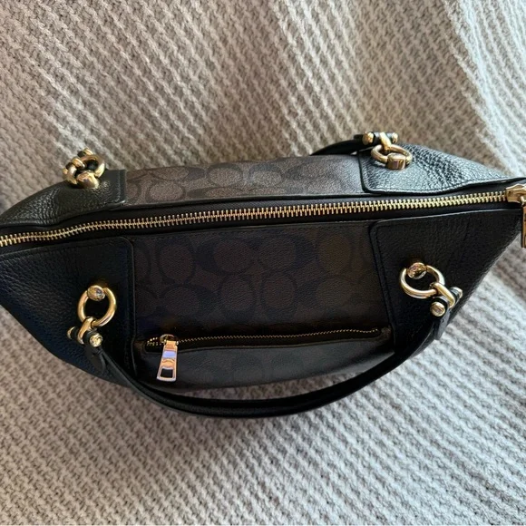 COACH Kacey Satchel Bag In Signature Canvas - Picture 8 of 13